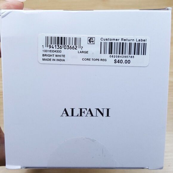 ALFANI Shirt Mens Large Solid White 4-Pack V-Neck T-Shirt 100% Cotton Tagless - Picture 4 of 5